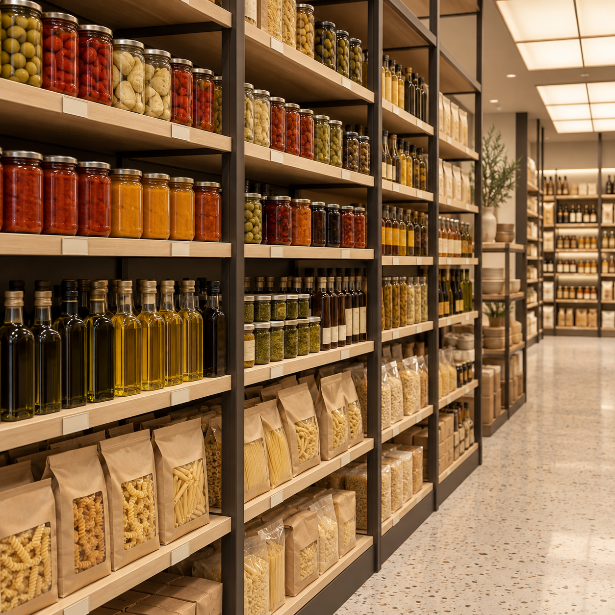 AI-created fictional gourmet retail scene